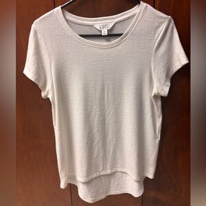 Market & Spruce White Textured Short Sleeve Top | Petite Small